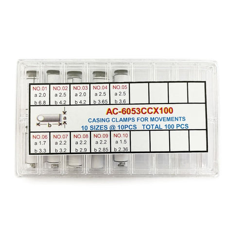 100x Watch Case Movement Clamps (10 Assorted Sizes)