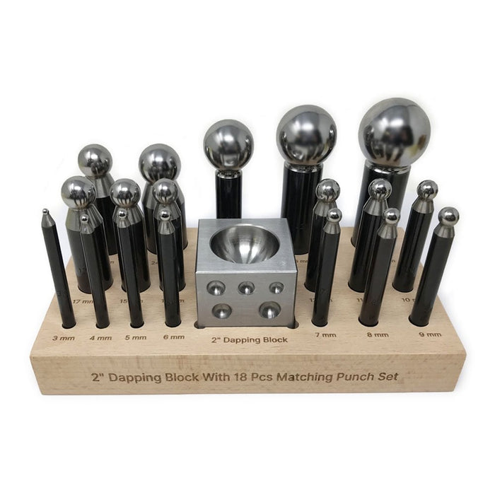 18 Piece Dapping Punch Set and 2" Block
