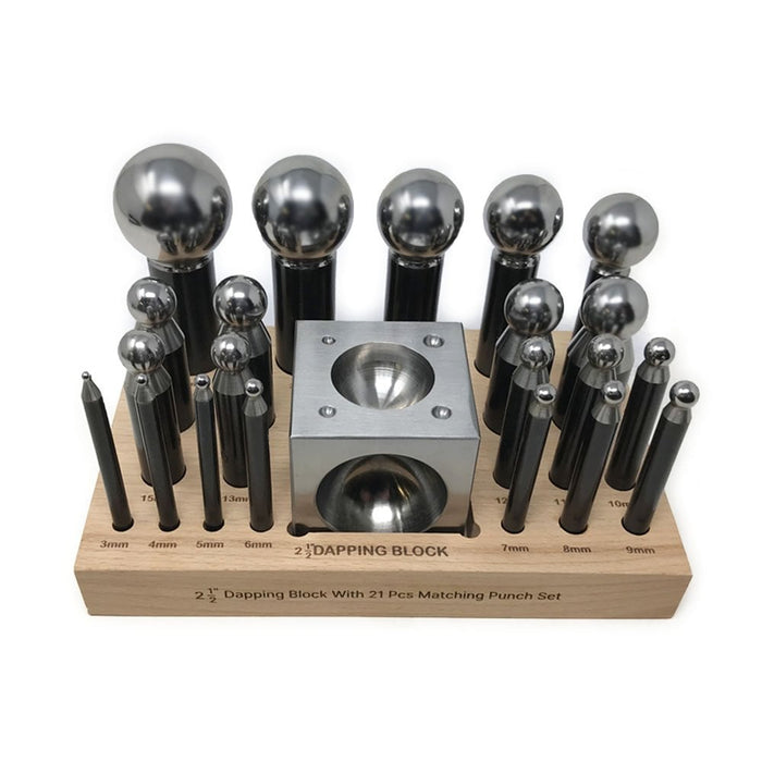 21 Piece Dapping Punch Set and 2.5" Block