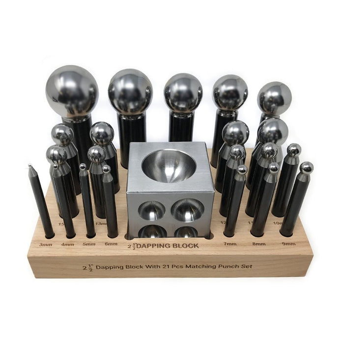 21 Piece Dapping Punch Set and 2.5" Block