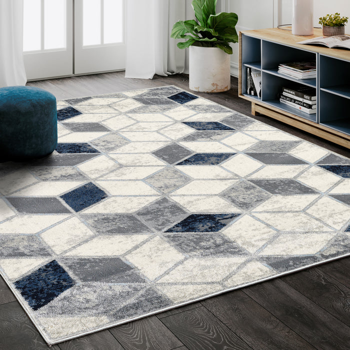 Arto Geometric Cube Grey Rug