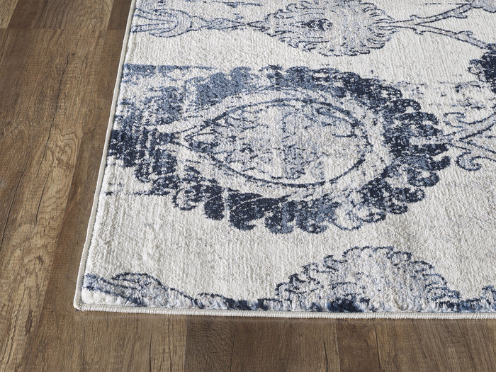 Arto Multi Medallion Distressed Blue Rug