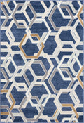 Atlas Multi Hexagon Blue Rug
