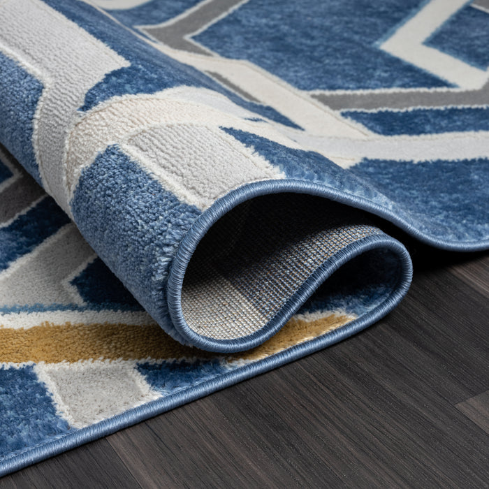 Atlas Multi Hexagon Blue Rug