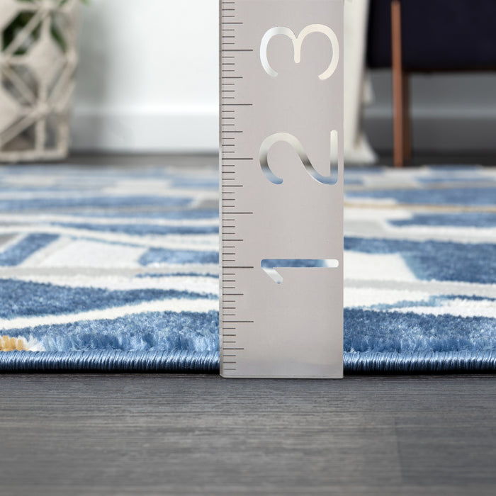 Atlas Multi Hexagon Blue Rug