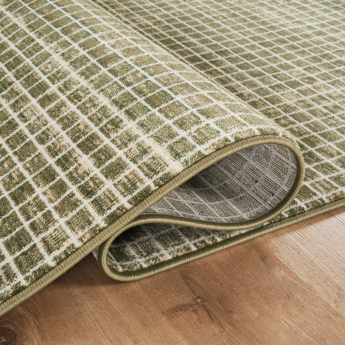 Austin Micro Checkered Washable Green Rug