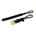 Black Leather Cordette Watch Strap with Gold Plated Buckle & Ring