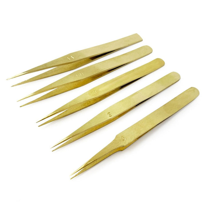 Brass Tweezers Set of 5