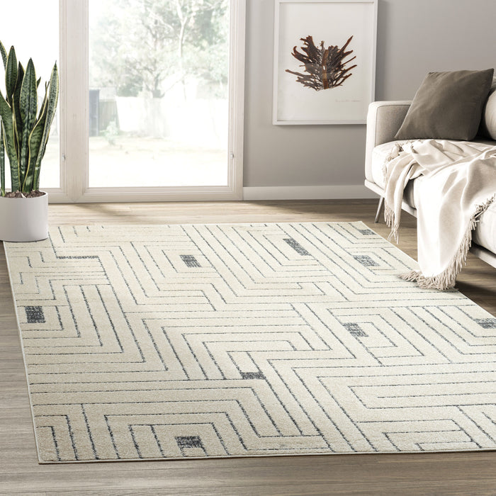 Cabo Labyrinth Lines Cream Rug