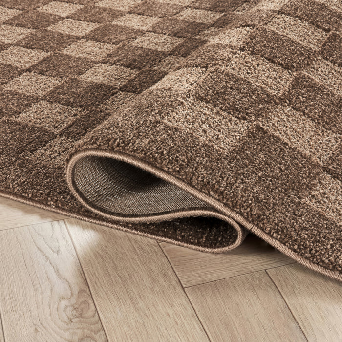 Cozy Checkerboard Brown Rug