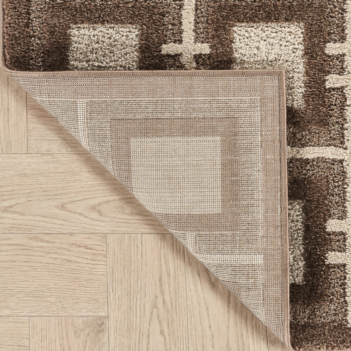 Cozy Geometric Square Beige Rug