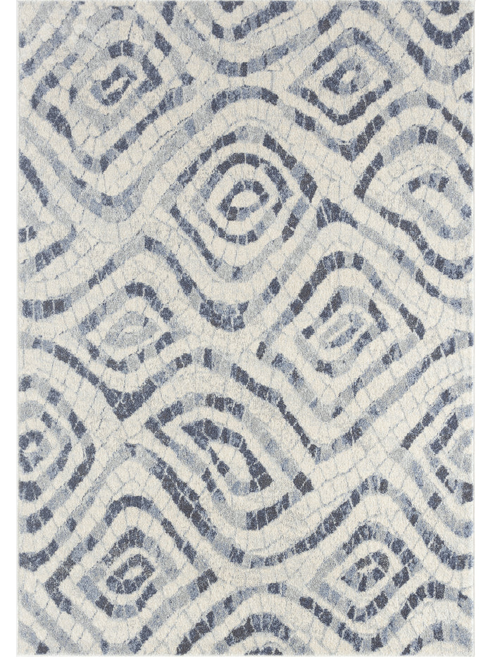 Cruz Wave Pattern Tiles Cream Rug