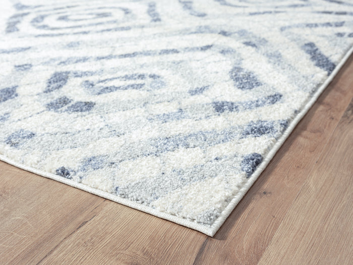 Cruz Wave Pattern Tiles Cream Rug