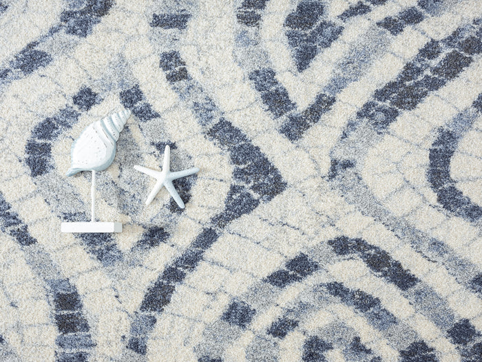 Cruz Wave Pattern Tiles Cream Rug
