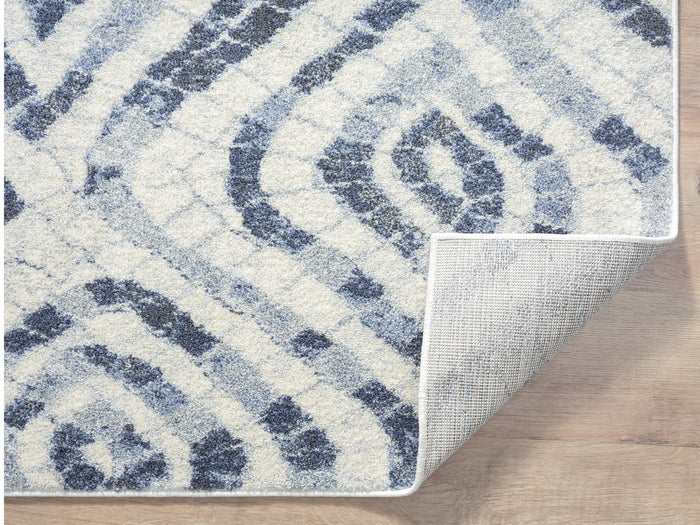 Cruz Wave Pattern Tiles Cream Rug