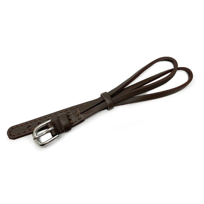 Dark Brown Leather Cordette Watch Strap with Stainless Steel Buckle