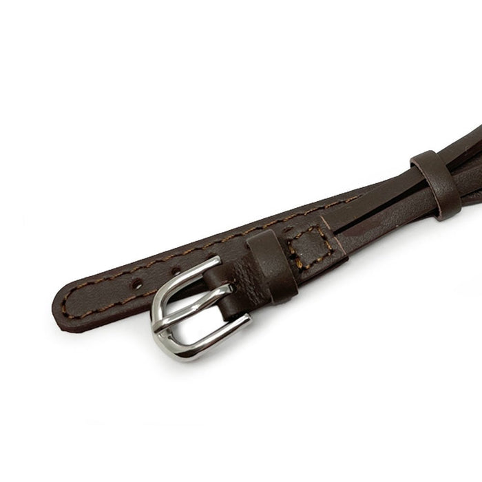 Dark Brown Leather Cordette Watch Strap with Stainless Steel Buckle