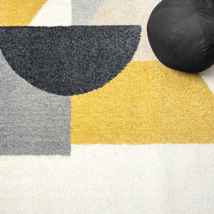 Deco Block Pattern Cream Rug