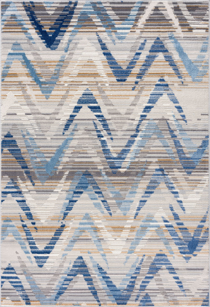 Dunes Chevron Waves Blue Rug