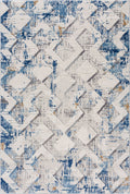Dunes Distressed Geometric Blue Rug