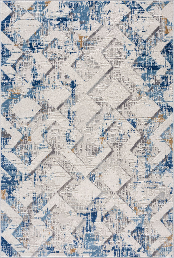 Dunes Distressed Geometric Blue Rug