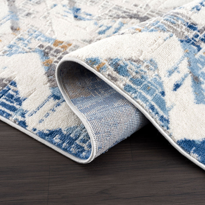 Dunes Distressed Geometric Blue Rug