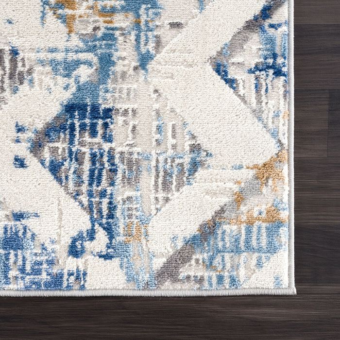 Dunes Distressed Geometric Blue Rug