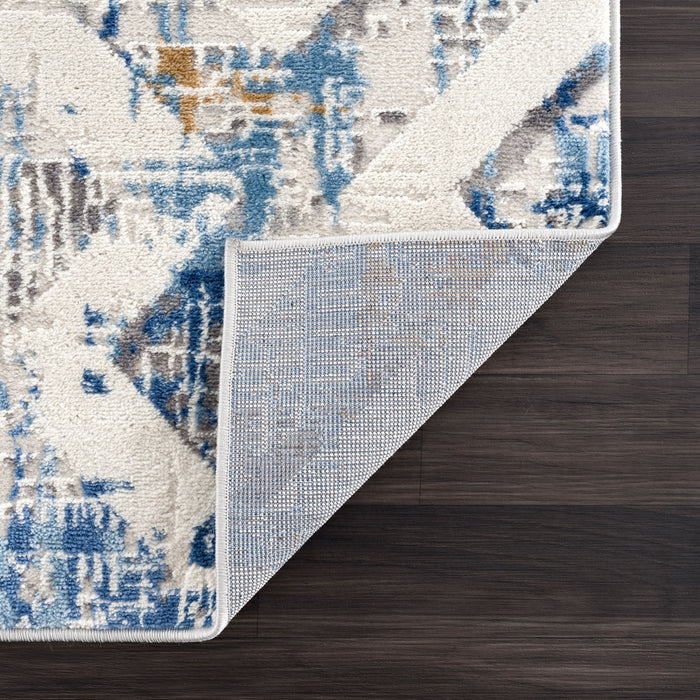 Dunes Distressed Geometric Blue Rug