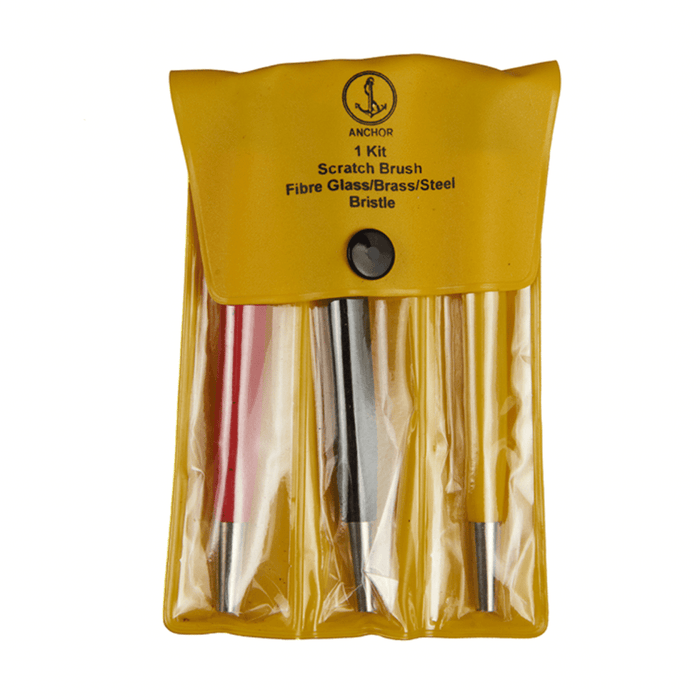 Fibreglass, Brass & Steel Scratch Brush Set