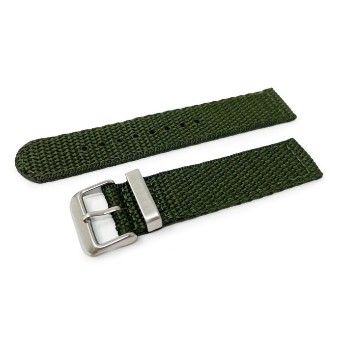 Green Woven Nylon 2-Piece Military Watch Strap, 18mm - 22mm