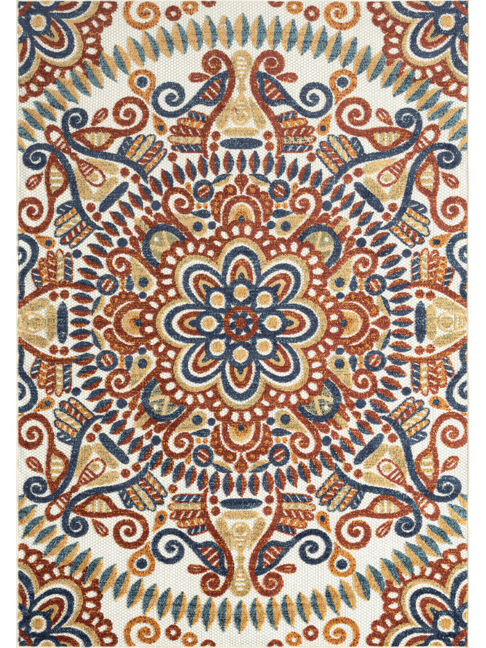 Hampton Multi Intricate Lacework Indoor/Outdoor Multicolor Rug