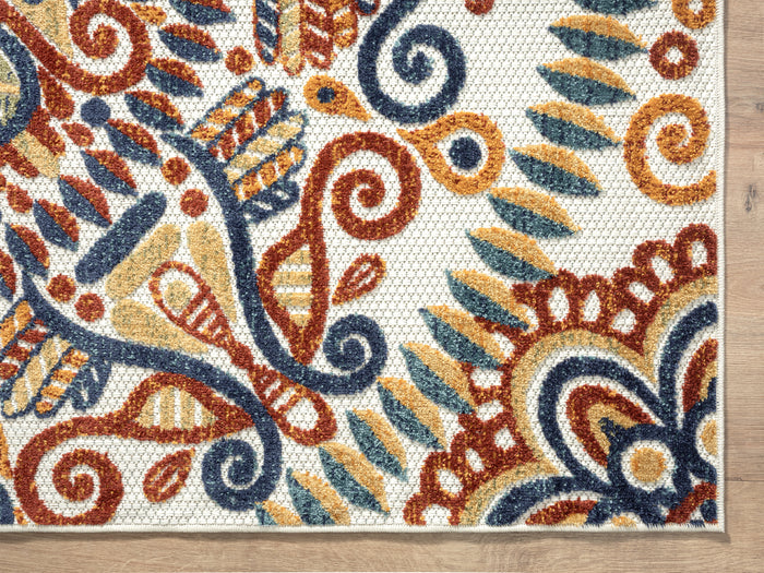 Hampton Multi Intricate Lacework Indoor/Outdoor Multicolor Rug