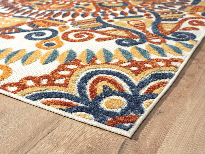 Hampton Multi Intricate Lacework Indoor/Outdoor Multicolor Rug