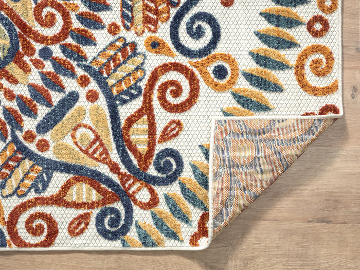 Hampton Multi Intricate Lacework Indoor/Outdoor Multicolor Rug