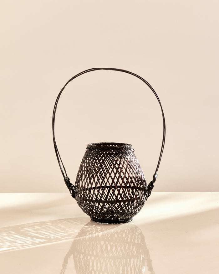 Japanese Woven Bamboo Ikebana Flower Basket