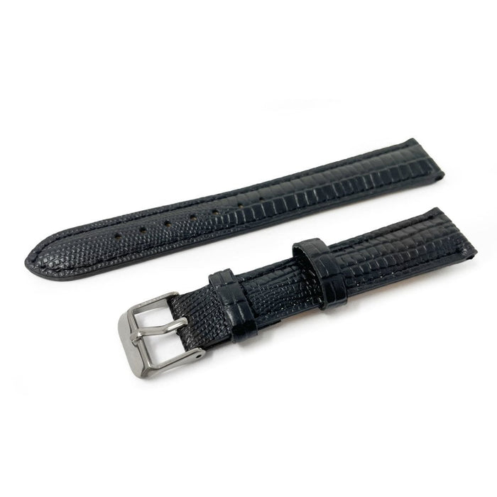 Lizard Grain Leather Watch Strap, Black