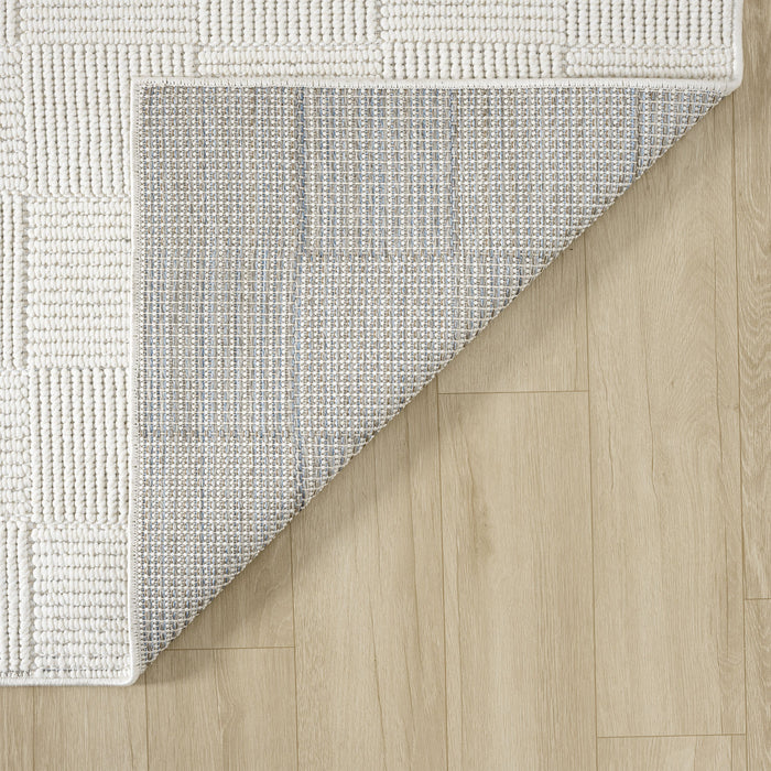 Luca Checkerboard Textured Cream Rug