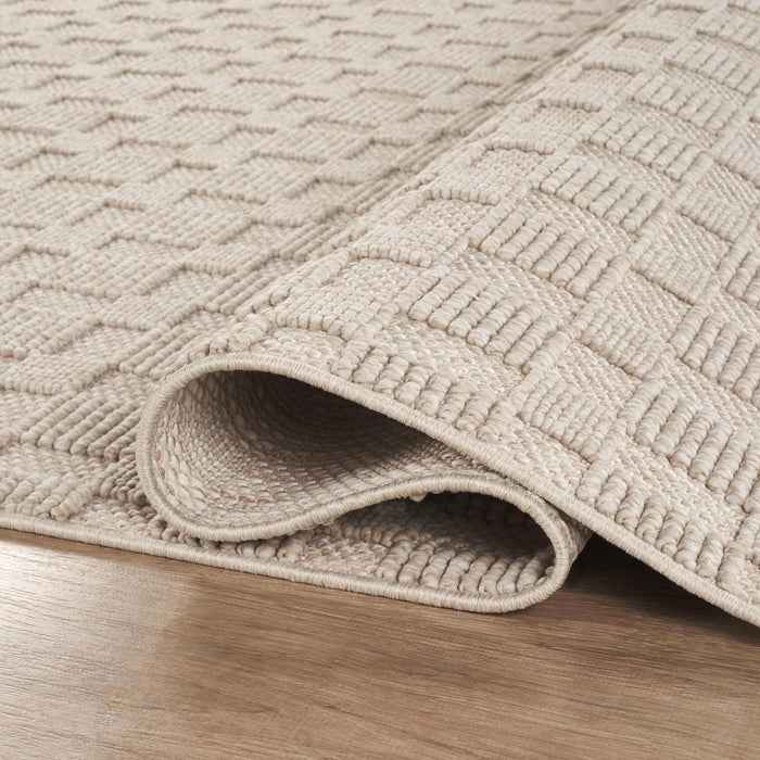 Luca Grid Textured Beige Rug
