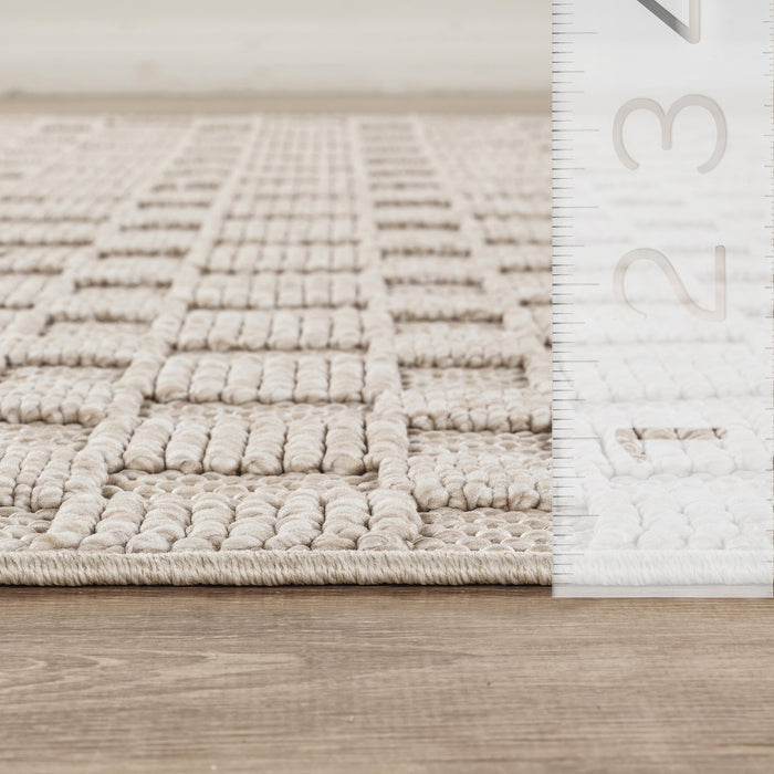 Luca Grid Textured Beige Rug