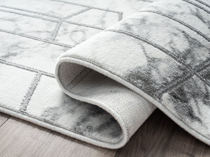 Luna Marble Geometric Grey Rug