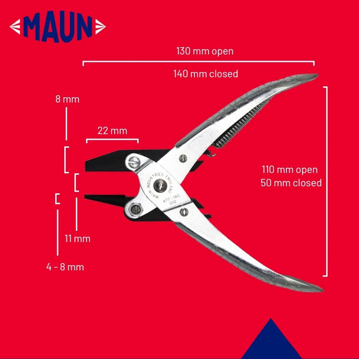 Maun Round & Flat Parallel Plier With Return Spring 140mm