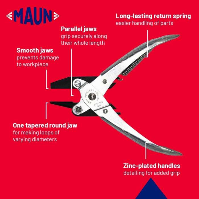 Maun Round & Flat Parallel Plier With Return Spring 140mm