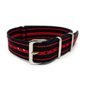 Military Style Watch Strap - Black & Red Stripe