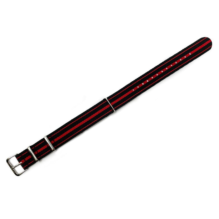 Military Style Watch Strap - Black & Red Stripe