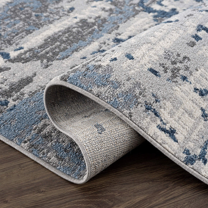 Mist Cracked Marble Blue Rug