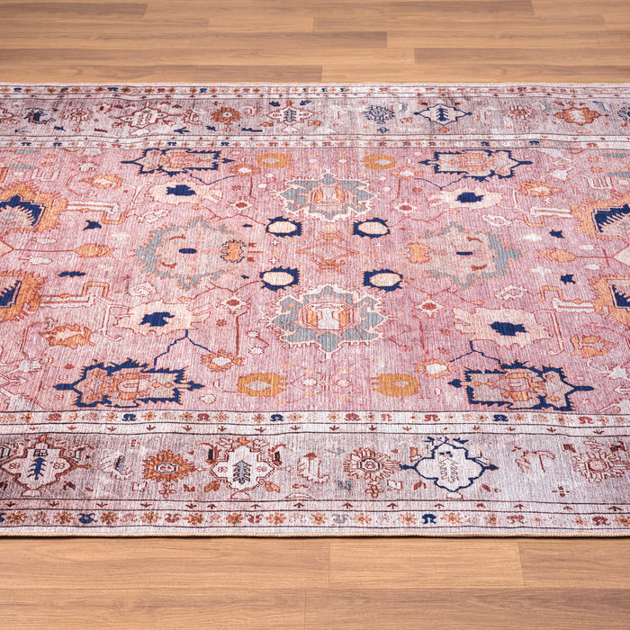 Molana Vintage Floral Washable Pink Rug