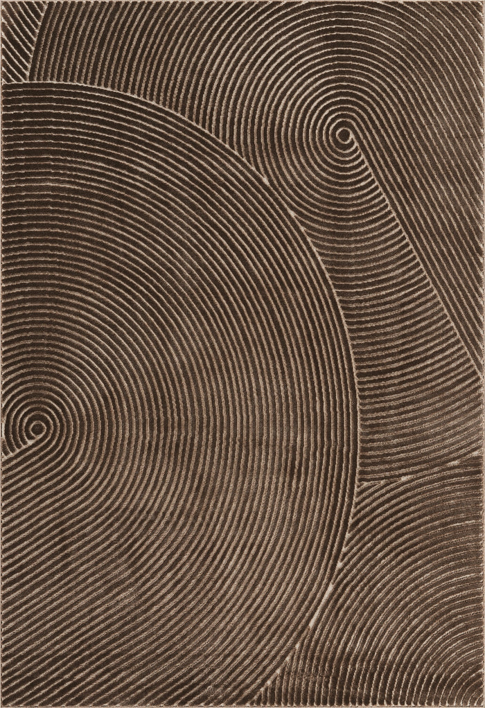 Neutral Concentric Circles Grey Rug