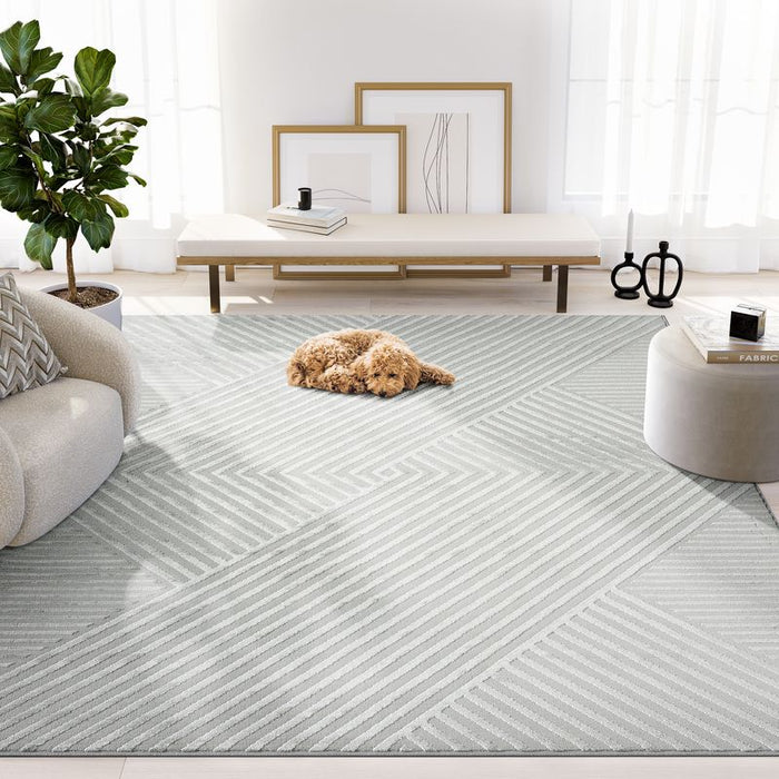 Neutral Geometric Grey Rug