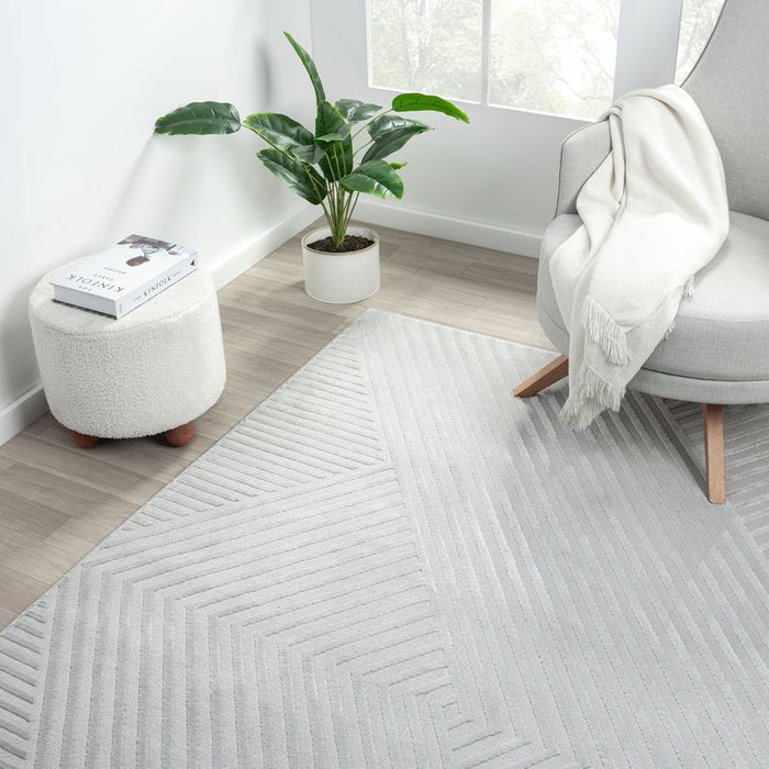 Neutral Geometric Grey Rug