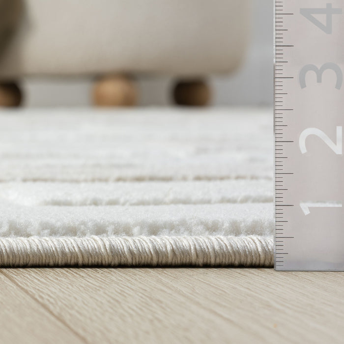 Neutral Geometric Maze Beige Rug